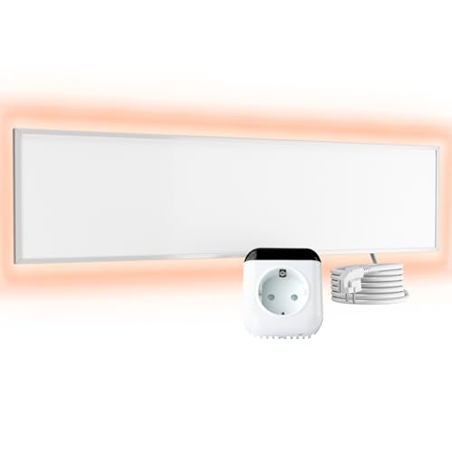 UMBRELLA® Infrarot Wandheizung mit Thermostat [FERNBEDIENUNG + WIFI STEUERUNG] – Infrarotheizung Kassettendecken – Carbon Crystal Infrarot Paneel App steuerbar – TH70 WIFI - 120x30 cm - 360 W von UMBRELLA