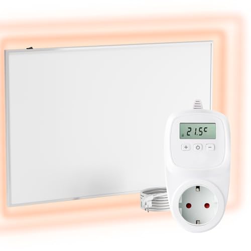 UMBRELLA® Infrarot Wandheizung mit Thermostat [FERNBEDIENUNG + WIFI STEUERUNG] – Infrarotheizung Wandmontage Heizkörper – Carbon Crystal Infrarot Paneel App steuerbar – (Modell TH12 WIFI - 600W) von UMBRELLA