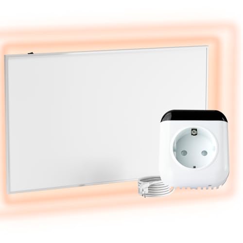 UMBRELLA® Infrarot Wandheizung mit Thermostat [FERNBEDIENUNG + WIFI STEUERUNG] – Infrarotheizung Wandmontage Heizkörper – Carbon Crystal Infrarot Paneel App steuerbar – (Modell TH70 WIFI - 700W) von UMBRELLA