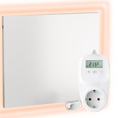 UMBRELLA® Infrarot Wandheizung mit Thermostat [Fernbedienung + WiFi Steuerung] – Infrarotheizung Wandmontage Heizkörper – Carbon Crystal Infrarot Paneel App steuerbar – (Modell TH12 WiFi - 1200W) von UMBRELLA