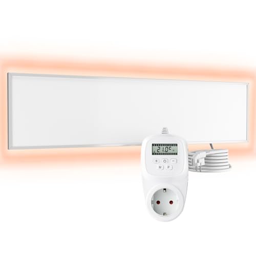 UMBRELLA® Infrarot Wandheizung mit Thermostat [INKL. TH12 THERMOSTAT] – Infrarotheizung Kassettendecken – Carbon Crystal Infrarotheizung – ultraflache Rasterdecken Wandheizung – 120x30 cm - 360 W von UMBRELLA