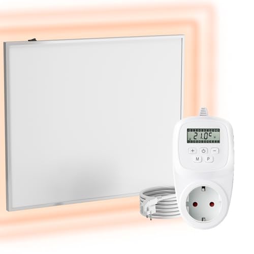 UMBRELLA® Infrarot Wandheizung mit Thermostat [INKL. TH12 THERMOSTAT] – Infrarotheizung Wandmontage Heizkörper – Carbon Crystal Infrarotheizung – Paneel Badezimmer geeignet – (Modell F300-300W) von UMBRELLA