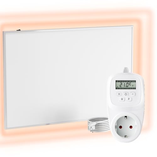 UMBRELLA® Infrarot Wandheizung mit Thermostat [INKL. TH12 THERMOSTAT] – Infrarotheizung Wandmontage Heizkörper – Carbon Crystal Infrarotheizung – Paneel Badezimmer geeignet – (Modell F600-600W) von UMBRELLA