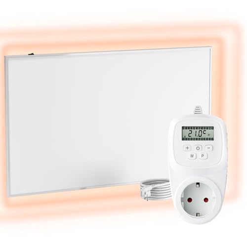 UMBRELLA® Infrarot Wandheizung mit Thermostat [INKL. TH12 THERMOSTAT] – Infrarotheizung Wandmontage Heizkörper – Carbon Crystal Infrarotheizung – Paneel Badezimmer geeignet – (Modell F700-700W) von UMBRELLA