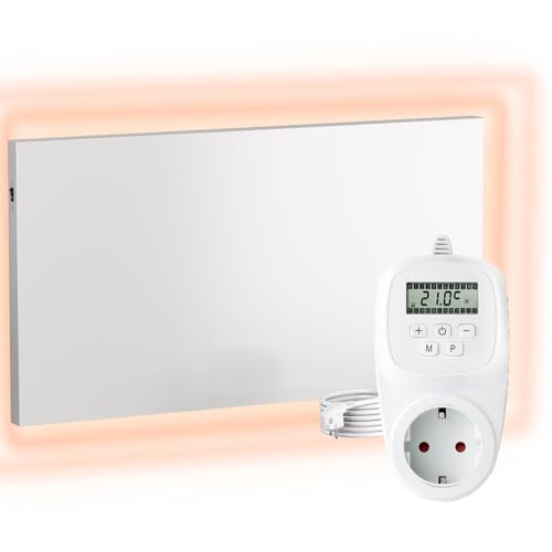 UMBRELLA® Infrarot Wandheizung mit Thermostat [INKL. TH12 Thermostat] – Infrarotheizung Wandmontage Heizkörper – Carbon Crystal Infrarotheizung – Paneel Badezimmer geeignet – (Modell H600-600W) von UMBRELLA