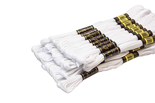 UMC STAG Stickgarn, Kreuzstichgarn, 100 % ägyptische Baumwolle, 24 weiße Farbe, Premium-Knäuel, Öko-Tex-zertifizierte Baumwollgarn, Weiß von UMC STAG