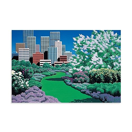 UMCHU Hiroshi Nagai City Garden Poster Dekorative Malerei Leinwand Wandkunst Wohnzimmer Poster Schlafzimmer Malerei,Wandkunst Bilddruck Moderne Familienzimmer Dekor 24x36inch(60x90cm) von UMCHU