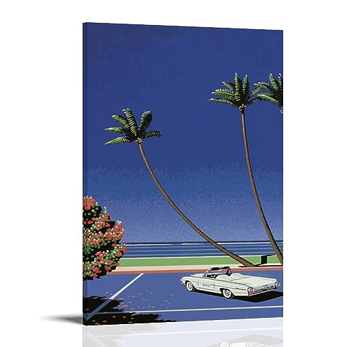 UMCHU Hiroshi Nagai White Car Poster Dekorative Malerei Leinwand Wandkunst Wohnzimmer Poster Schlafzimmer Malerei,Wandkunst Bilddruck Moderne Familienzimmer Dekor 12x18inch(30x45cm) von UMCHU