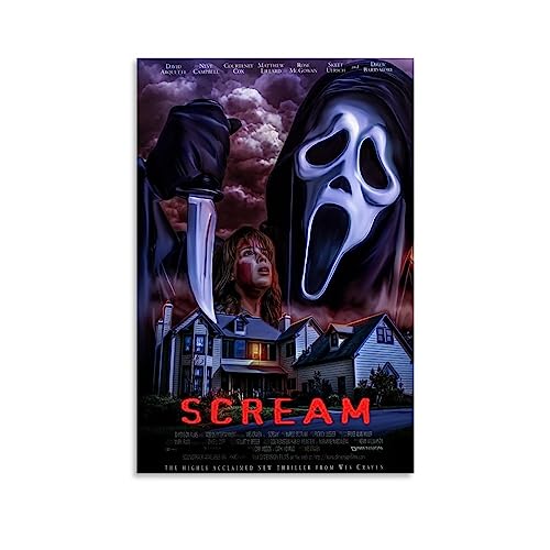 UMCHU Horror Movie Scream Poster Dekorative Malerei Leinwand Wandkunst Wohnzimmer Poster Schlafzimmer Malerei,Wandkunst Bilddruck Moderne Familienzimmer Dekor 24x36inch(60x90cm) von UMCHU