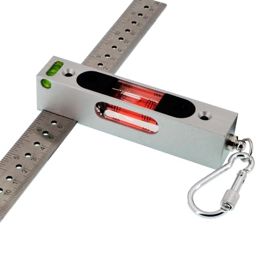 umei Ausgestattet mit doppelseitigen Messschiebern, Kettenschnalle für einfachen Transport, verstellbarer Flüssigkeitsstandsmesser mit rechteckigen Löchern, Leuchtband-Magnet-Wasserwaage (rot) von UMEI