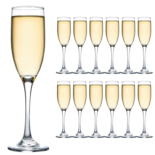 UMEIED Klassische Champagnerflöten, 170 ml, elegante Sektgläser mit Stiel, kristallklar, für Hochzeit, Jahrestag, Geburtstag, Weihnachten, 12 Stück von UMEIED