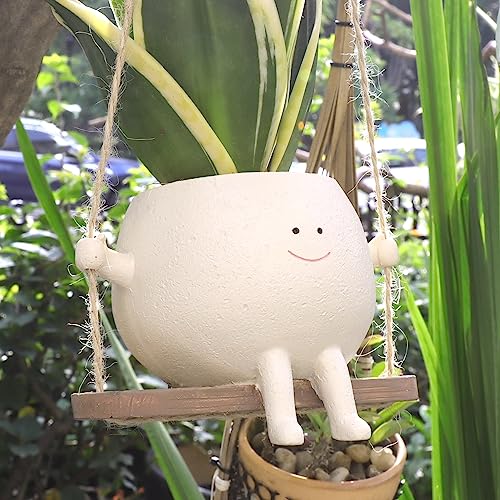 UMESONG Swing Face Planter Pot Hanging Head Planter for Indoor Outdoor Plant Succulent Pots for String of Pearls Plant Live Resin Flower Pots Best Gift for Mother and Teacher Appreciation Christmas von UMESONG
