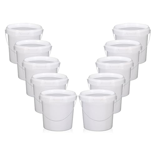 1.5Liter Plastikeimer mit Deckel und Griffen– Luftdichter, stapelbarer Lebensmittelbehälter für Picknick, Gefrierschrank & Mahlzeitenvorbereitung (Weiß, 10 Stück) von UMETASS