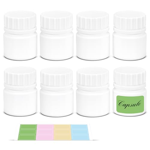 UMETASS weiße Pillenflaschen, leere Kunststoffflaschen, Tablettenflasche, Pulverprobenaufbewahrung, Kapsel-kleine Flasche, feste Medizinflasche, Tablettenspenderflasche, Tablettenaufbewahrung (30ml) von UMETASS