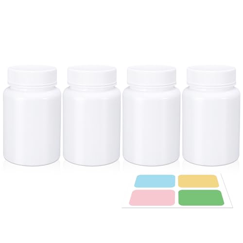UMETASS weiße Pillenflaschen, leere Kunststoffflaschen, Tablettenflasche, Pulverprobenaufbewahrung, Kapsel-kleine Flasche, feste Medizinflasche, Tablettenspenderflasche, Tablettenaufbewahrung (150ml) von UMETASS