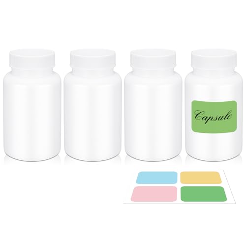 UMETASS weiße Pillenflaschen, leere Kunststoffflaschen, Tablettenflasche, Pulverprobenaufbewahrung, Kapsel-kleine Flasche, feste Medizinflasche, Tablettenspenderflasche, Tablettenaufbewahrung (200ml) von UMETASS