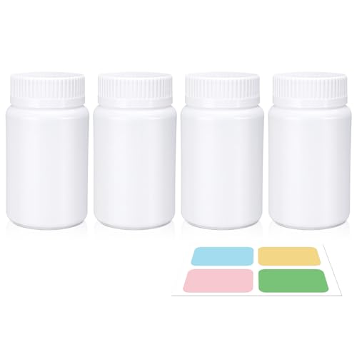 UMETASS weiße Pillenflaschen, leere Kunststoffflaschen, Tablettenflasche, Pulverprobenaufbewahrung, Kapsel-kleine Flasche, feste Medizinflasche, Tablettenspenderflasche, Tablettenaufbewahrung (100ml) von UMETASS