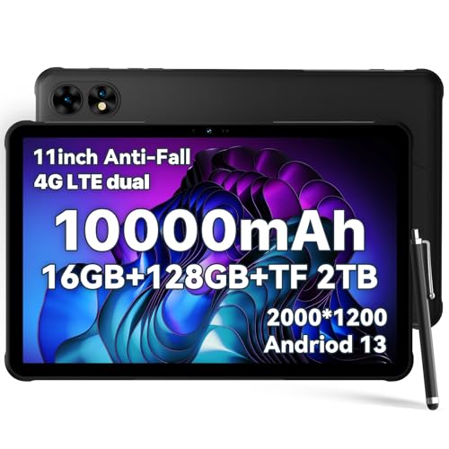 UMIDIGI Outdoor Tablet 11 Zoll 2K FHD+,Active T1 Leichtes Rugged Tablet Wasserdicht, 16GB+128GB(TF 1TB) Tablette mit SIM Card Slot,Octe-Core/16MP*2/10000mAh/GPS/OTG/5G WiFi, Android Tablets mit Stift von UMIDIGI