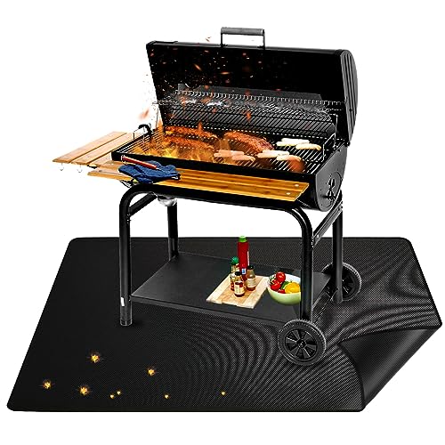 Feuerfeste Unterlage Grill, 100x150cm Feuerfeste Matte Outdoor, Feuerschutzmatte Hitzebeständig bis zu 850℃, Feuerfeste Hitzeschutzmatte Küche mit Antirutsch Design, BBQ Grillmatte Schutz Rasen, Böden von RAKUTE