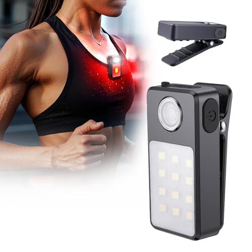 UMIONE USB-C wiederaufladbare Lauflicht, 3 Helligkeitsstufen, aktualisierte 2-in-1-Clip-Licht, IPX7 wasserdicht kompakte LED-Taschenlampe für Nachtlauf, Arbeit, Joggen, Camping von UMIONE