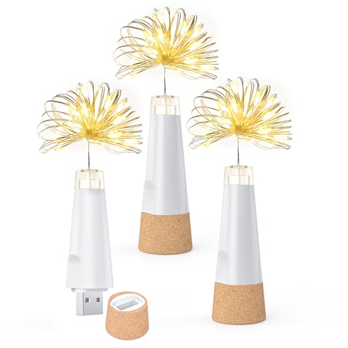 UMIWE Flaschenlichter, über USB wiederaufladbare Lichterkette, 2024 verbesserte Weinflaschen-Lichterkette mit Korken für Party Halloween Weihnachten(Mehrfarbig, 1Stück) von UMIWE