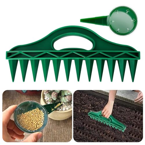 Samenspender mit 12 Löchern, Verstellbares Säwerkzeug, Handpflanzer para Garten, Balkon Hochbeet, Ergonomisches Aussaat-Werkzeug für Gemüse, Kräuter und Blumen, für die Aussaat im Garten 2er Set Samenspender mit 12 Löchern, Verstellbares Säwerkzeug, Handpflanzer para Garten, Balkon Hochbeet, Ergonomisches Aussaat-Werkzeug für Gemüse, Kräuter und Blumen, für die Aussaat im Garten 2er Set von UMLIPOT
