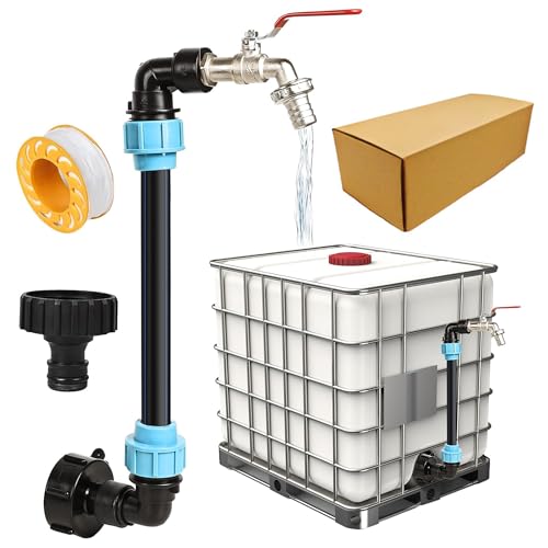 UMLIPOT IBC Schwanenhals, 1000 Liter Wassertank Zubehör, IBC Wasserhahn, 3/4 Zoll Auslaufhahn Schwanenhals Design, mit Schlauchverbindern und IBC-Adapter von UMLIPOT