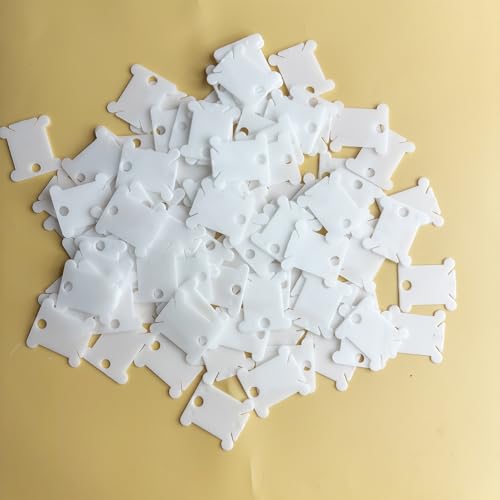 100 Stück Kunststoff-Stickgarn-Spulen, weiße Garn-Organizer für Kreuzstich-Aufbewahrung, 3,8 x 3,5 cm, Stickerei-Zubehör 100 Stück Kunststoff-Stickgarn-Spulen, weiße Garn-Organizer für Kreuzstich-Aufbewahrung, 3,8 x 3,5 cm, Stickerei-Zubehör von UMOKO