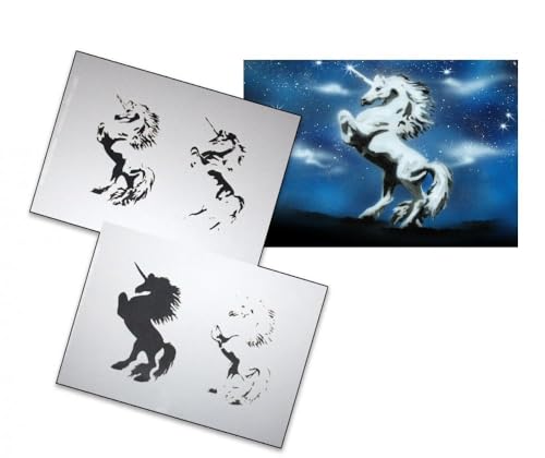 AS-021 Einhorn Step by Step Airbrushschablone Größe M von UMR-Design