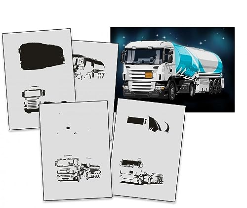 AS-330 LKW Step by Step Airbrushschablone Größe XL von UMR-Design