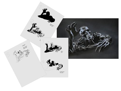AS-357 Zombie Step by Step Airbrushschablone Größe L von UMR-Design