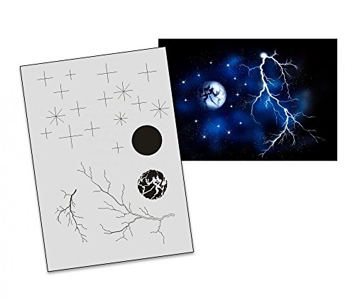Step by Step Airbrush Schablone Blitze Mond Sterne AS-027 Step by Step Airbrush Schablone Blitze Mond Sterne AS-027 von UMR-Design