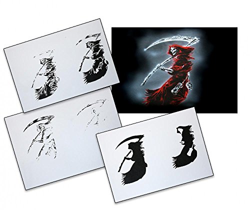 UMR-Design AS-087 Sensenmann Airbrushschablone Step by Step Grösse L von UMR-Design