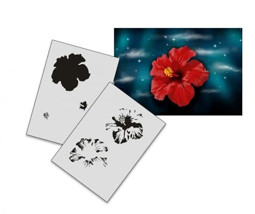 UMR-Design AS-185 Hibiscus Airbrushschablone Step by Step Grösse M von UMR-Design