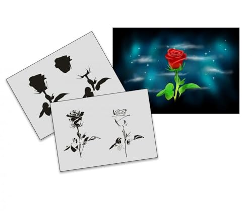 UMR-Design AS-189 Rose Airbrushschablone Step by Step Grösse L von UMR-Design