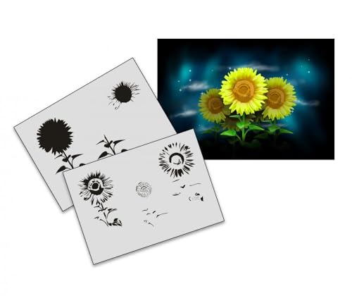 UMR-Design AS-191 Sunflower Airbrushschablone Step by Step Grösse M von UMR-Design