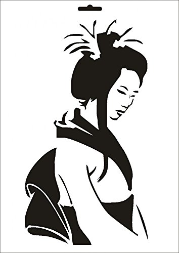 UMR-Design W-099 Geisha Wand/Textilschablone Grösse A5 von UMR-Design
