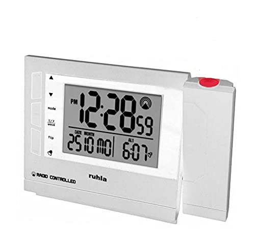 Ruhla Projektionswecker digitaler Funkwecker mit Projektion Weiss RC-Clock 1561-2 von UMR RUHLA