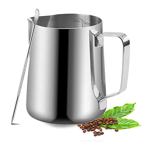 UMUACCAN Milchaufschäumer – 350 ml/600 ml, Edelstahl, Dampfkrug, Milchkaffee, Cappuccino, Latte Art, Barista, Dampfkännchen, Milchkännchen, Tasse mit Dekorationsstift UMUACCAN Milchaufschäumer – 350 ml/600 ml, Edelstahl, Dampfkrug, Milchkaffee, Cappuccino, Latte Art, Barista, Dampfkännchen, Milchkännchen, Tasse mit Dekorationsstift von UMUACCAN