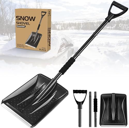 UMUACCAN Snow Removal Shovel Schneeschaufel Ergonomisches Design Abnehmbares 4-in-1-Design kann in Zwei Verschiedene Längen geformt Werden Geeignet für Schnee-, Garten- und Campinganlässe von UMUACCAN