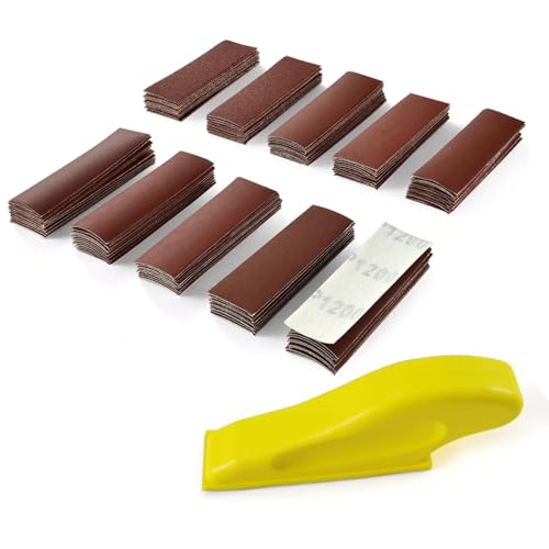 UMXIUO 100 Stück Schleifpapier set 93 x 30mm, Sandpapier Körnung 40/60/80/100/120/180/240/400/600/800, Nassschleifpapier set für Auto/Holzmöbel/Stein/Lack/Metall, Detailschleifset, HandSchleifklotz UMXIUO 100 Stück Schleifpapier set 93 x 30mm, Sandpapier Körnung 40/60/80/100/120/180/240/400/600/800, Nassschleifpapier set für Auto/Holzmöbel/Stein/Lack/Metall, Detailschleifset, HandSchleifklotz von UMXIUO