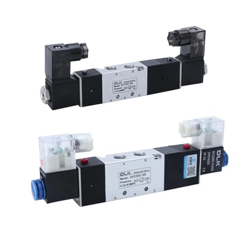 4V130C-06 4V230C-08 Magnetventil Doppelkopf Doppelsteuerung 5 Wege 3 Positionen Power Down Hold Pneumatisches Wegeventil(4V130C-06,AC220V) von UMXJEXU