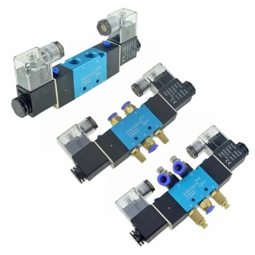 Doppelsteuerung 2-Positionen-5-Wege-pneumatisches elektrisches Magnetventil 12 V 24 V 220 V 6 mm 8 mm 10 mm Schlaucheinstellung Luft-Gas-Magnetventil(PC-4mm,AC 220V) von UMXJEXU