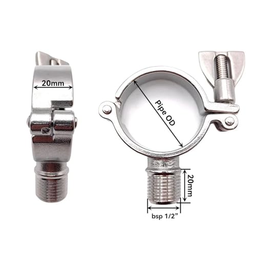 OD19-102mm 1/2" BSPT Gewinde 304 Edelstahl Rohrhalter Klemmtyp Clips Stützrohrhalterung verwendet for Rohrhalterung SS304(3A Male thread,Pipe OD25mm) von UMXJEXU