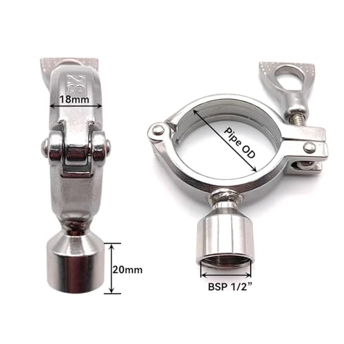 OD19-102mm 1/2" BSPT Gewinde 304 Edelstahl Rohrhalter Klemmtyp Clips Stützrohrhalterung verwendet for Rohrhalterung SS304(ISO Female thread,Pipe OD12.7mm) von UMXJEXU
