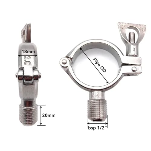 OD19-102mm 1/2" BSPT Gewinde 304 Edelstahl Rohrhalter Klemmtyp Clips Stützrohrhalterung verwendet for Rohrhalterung SS304(ISO Male thread,Pipe OD12.7mm) von UMXJEXU