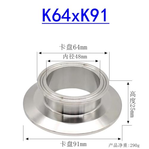 Tri Clamp Minderer Ende Abdeckung 1,5 "2" 2,5 "3" 4 "SS304 Flansch 50,5 64 77,5 91 119mm Ferrule Homebrew Bier Rohr Fitting(2 inch x 3 inch,1 PC_SS304) von UMXJEXU