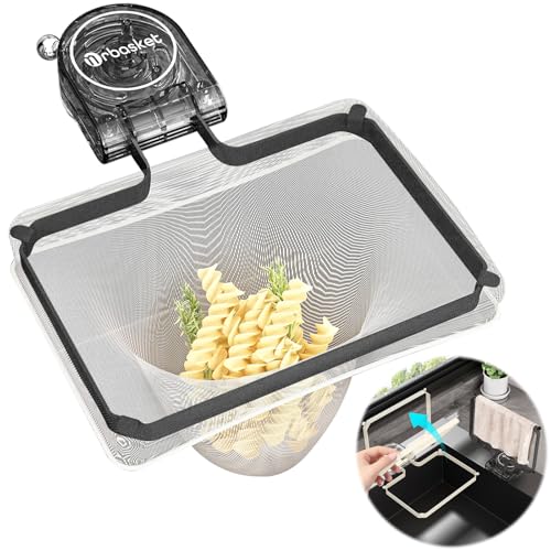Abflusssieb Küchenspüle mit Saugnapf, Spülbecken Sieb mit 100 Sieb, 2 in 1 sink strainer und Lappenaufbewahrungsregal (Schwarz) von UMavlesFrd