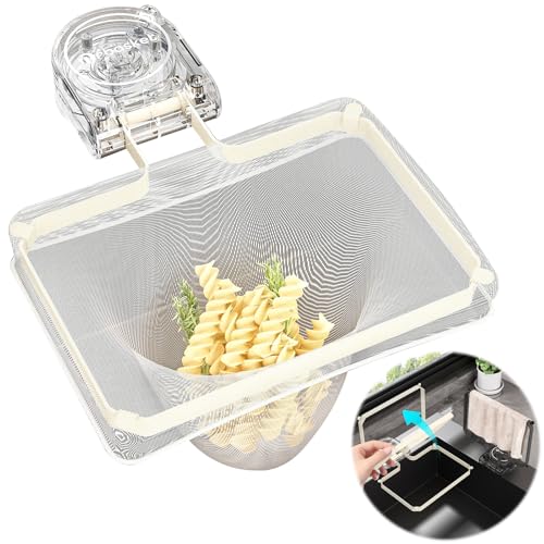 Abflusssieb Küchenspüle mit Saugnapf, Spülbecken Sieb mit 100 Sieb, 2 in 1 Sink Strainer und Lappenaufbewahrungsregal (Transparent) von UMavlesFrd