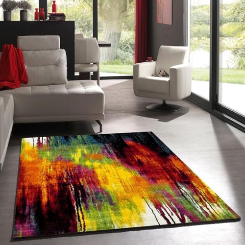 UN AMOUR DE TAPIS – Kleiner Teppich für Eingangsbereich – Wohnzimmer-Teppich modernes Design Kurzflor – Teppich für Schlafzimmer, Türkis – Mehrfarbig 140 x 200 cm von UN AMOUR DE TAPIS